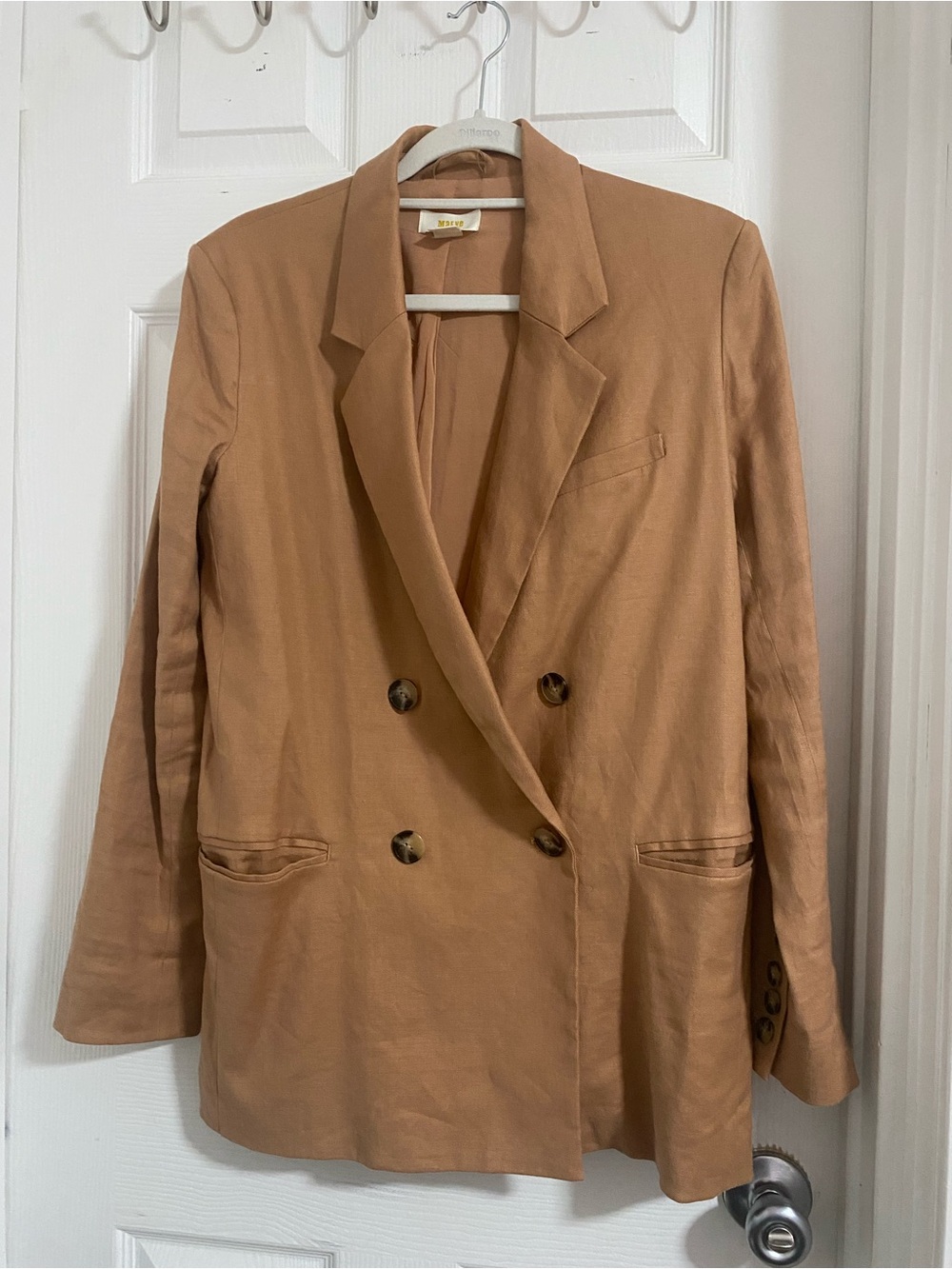 Anthropologie Double-Breasted Tan Blazer
